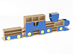 Стеллаж Паровозик с 1-им вагоном (каркас дуб с разноцветными фасадами, Вариант 8)