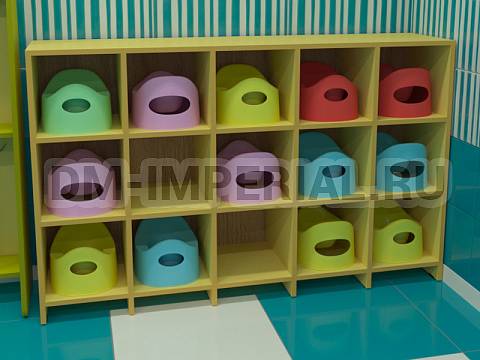Оснащение детских садов, Шкафы, Шкаф для горшков на 15 мест ШГ-001-15