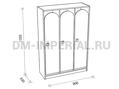 Оснащение детских садов, Шкафы, Шкаф 3-х секционный на цоколе ШР-002-3