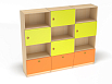 Стеллаж Солнышко (каркас дуб с разноцветными фасадами, Вариант 7)
