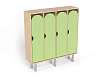 Шкаф 4-х секционный на металлических ножках стандарт (каркас береза с зелеными фасадами)