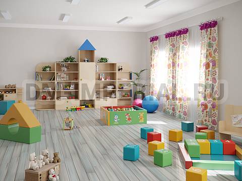 Оснащение детских садов, Мягкие модули, Сухой бассейн Квадратный малый с рисунком ММ-СБ-033