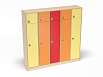 Шкаф 5-ти секционный с антресолью на цоколе (каркас дуб с разноцветными фасадами, Вариант 6)