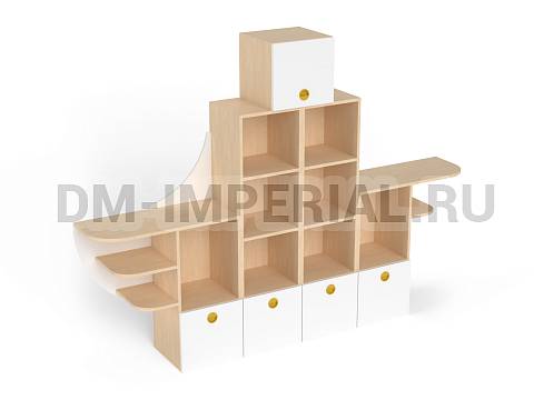 Оснащение детских садов, Шкафы, Стеллаж Кораблик ШС-009