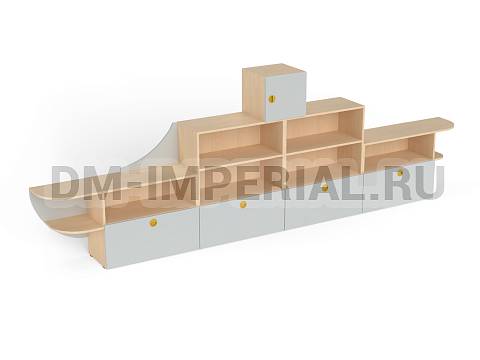 Оснащение детских садов, Шкафы, Стеллаж Кораблик большой ШС-010