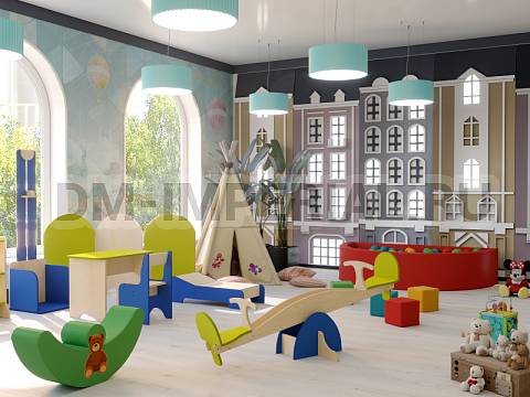 Оснащение детских садов, Мягкие модули, Сухой бассейн Полукруглый ММ-СБ-014