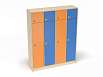 Шкаф 4-х секционный с антресолью на цоколе (каркас дуб с разноцветными фасадами, Вариант 8)