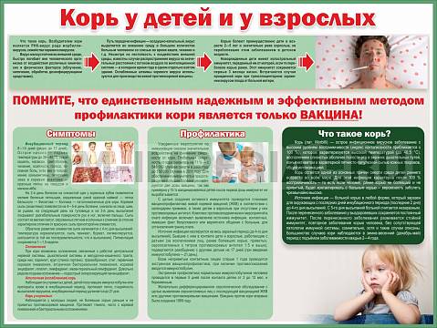 Информационные стенды, Оформление стендов для школы, Корь у детей и взрослых ШК-2716