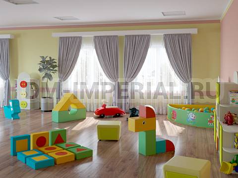 Оснащение детских садов, Мягкие модули, Сухой бассейн Угловой малый с рисунком ММ-СБ-023