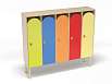 Шкаф 5-ти секционный на металлокаркасе (каркас дуб с разноцветными фасадами, Вариант 7)