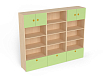 Набор стеллажей Аленка (каркас береза с зелеными фасадами)
