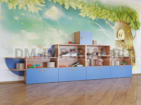 Оснащение детских садов, Шкафы, Стеллаж Кораблик большой ШС-010