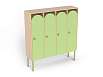 Шкаф 4-х секционный на металлокаркасе (каркас береза с зелеными фасадами)