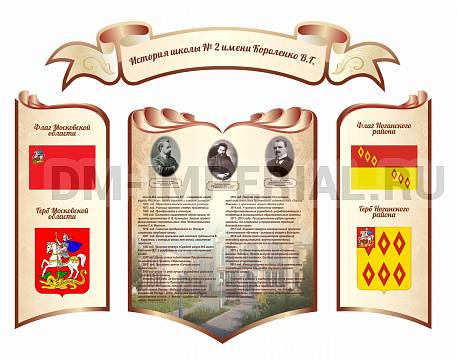 Информационные стенды, Оформление стендов для школы, "История школы", резной стенд из 4-х частей ДШК-3942