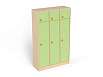 Шкаф 3-х секционный с антресолью на цоколе (каркас береза с зелеными фасадами)