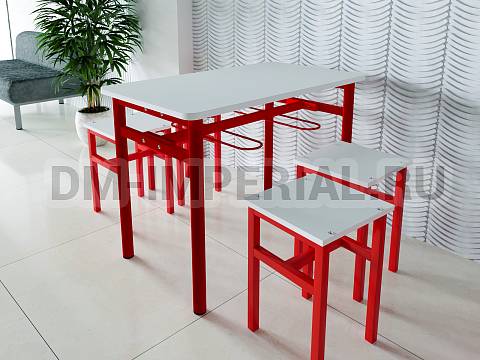 Оснащение школ, Мебель для столовой, Стол обеденный 1000 с подвесами под табурет ШМ-СТ-010