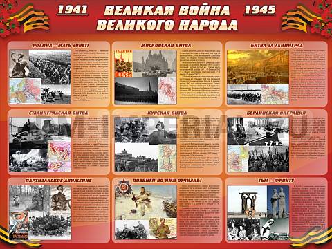 Информационные стенды, Оформление стендов для школы, "Великая война Великого народа" (9 блоков) ШК-2608