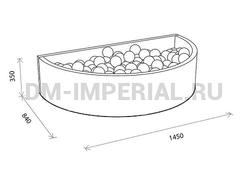 Оснащение детских садов, Мягкие модули, Сухой бассейн Полукруглый малый ММ-СБ-012