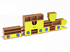 Стеллаж Паровозик с 1-им вагоном (каркас бук с разноцветными фасадами, Вариант 4)