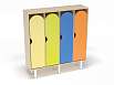 Шкаф 4-х секционный на металлических ножках стандарт (каркас дуб с разноцветными фасадами, Вариант 6)