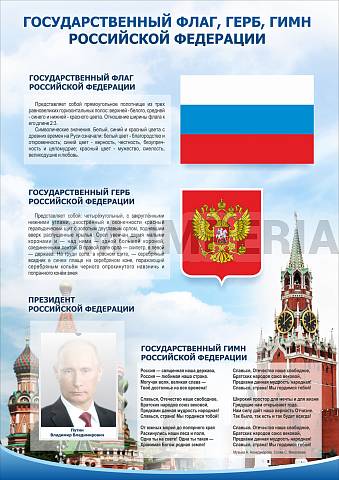 Информационные стенды, Оформление стендов для школы, "Символика Российской Федерации" ШК-3912