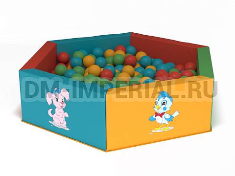 Оснащение детских садов, Мягкие модули, Сухой бассейн Шестигранник с рисунком ММ-СБ-045