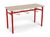 Стол обеденный 1800 с подвесами под табурет (дуб, каркас красный, 3/4/5/6 гр.)