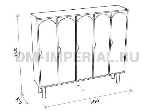 Оснащение детских садов, Шкафы, Шкаф 5-ти секционный на металлических ножках стандарт ШР-003-С-5