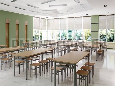 Оснащение школ, Мебель для столовой, Стол обеденный 1800 с подвесами под табурет ШМ-СТ-040