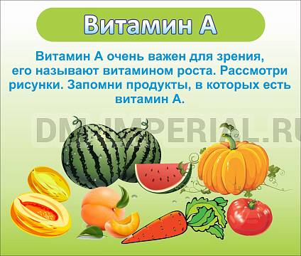 Информационные стенды, Оформление стендов для сада, ВИТАМИН А ДС-0518