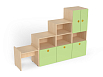 Стеллаж Мишутка (каркас береза с зелеными фасадами)