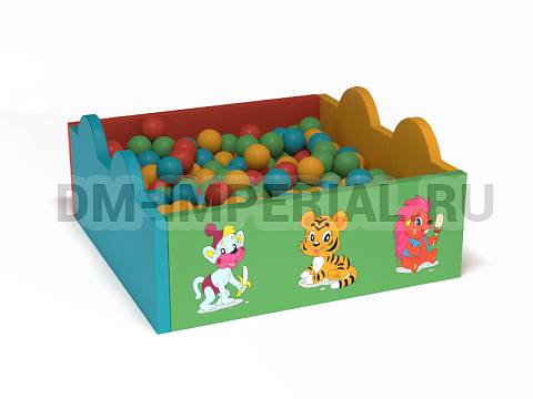 Оснащение детских садов, Мягкие модули, Сухой бассейн Квадратный Волна малый с рисунком ММ-СБ-053