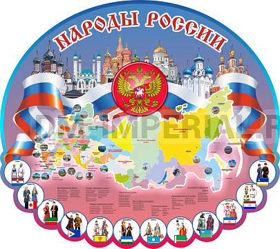 Информационные стенды, Оформление стендов для школы, "Народы России", резной стенд ШК-39070