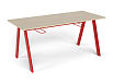 Стол обеденный Л-ножки (дуб, каркас красный)