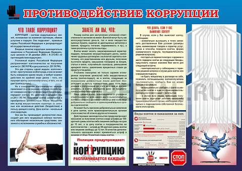 Информационные стенды, Оформление стендов для школы, Противодействие коррупции ШК-02100