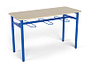 Стол обеденный 1800 с подвесами под табурет (дуб, каркас синий, 3/4/5/6 гр.)