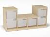 Стеллаж для хранения четырехсекционный, разноуровневый, вар. 2, высота 750 (каркас дуб, средние контейнеры)