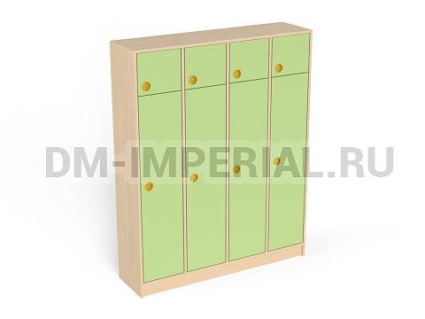 Оснащение детских садов, Шкафы, Шкаф 4-х секционный с антресолью на цоколе ШР-007-4