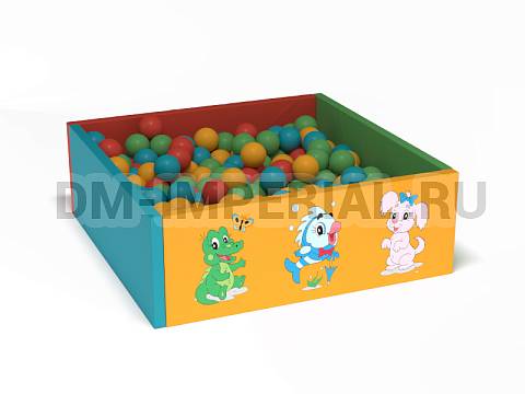 Оснащение детских садов, Мягкие модули, Сухой бассейн Квадратный малый с рисунком ММ-СБ-033