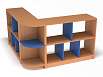 Стеллаж угловой (каркас бук с разноцветными фасадами, Вариант 4)