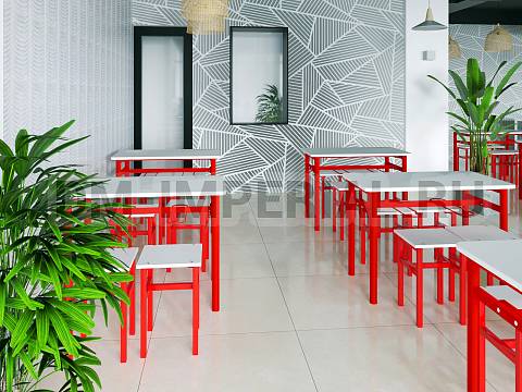 Оснащение школ, Мебель для столовой, Стол обеденный 1000 с подвесами под табурет ШМ-СТ-010