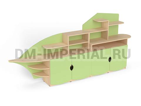 Оснащение детских садов, Шкафы, Стеллаж Пароходик ШС-008