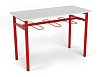 Стол обеденный 1500 с подвесами под табурет (скандинавия, каркас красный, 3/4/5/6 гр.)