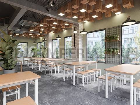 Оснащение школ, Мебель для столовой, Стол обеденный 1500 с подвесами под табурет ШМ-СТ-030