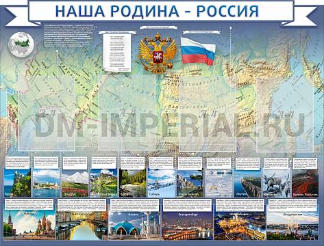 Информационные стенды, Оформление стендов для школы, "Наша родина Россия", резной стенд ШК-3906