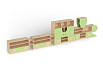 Стеллаж Паровозик с 2-мя вагонами (каркас береза с зелеными фасадами)