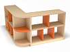 Стеллаж угловой (каркас дуб с разноцветными фасадами, Вариант 11)