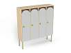 Шкаф 4-х секционный на металлокаркасе (каркас береза с серыми фасадами)