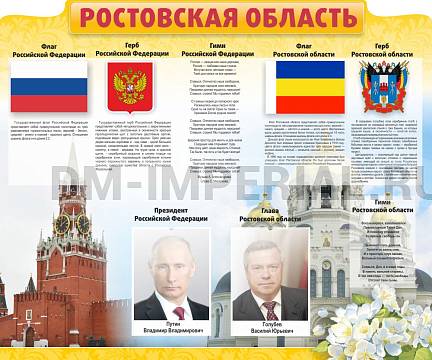 Информационные стенды, Оформление стендов для школы, "Символика РФ и Ростовской области", резной стенд ШК-3901
