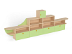 Стеллаж Кораблик большой (каркас береза с зелеными фасадами)